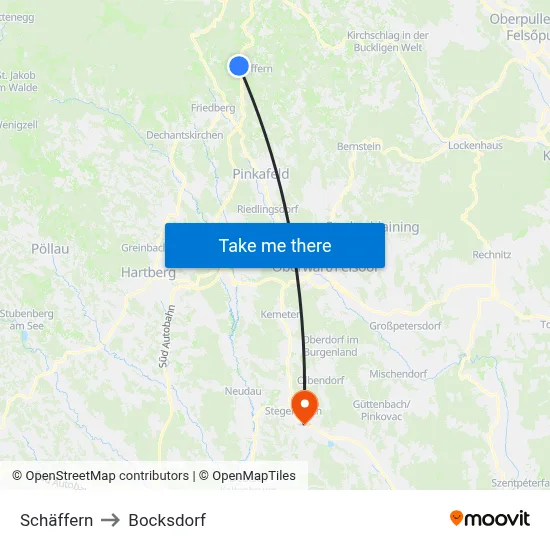 Schäffern to Bocksdorf map