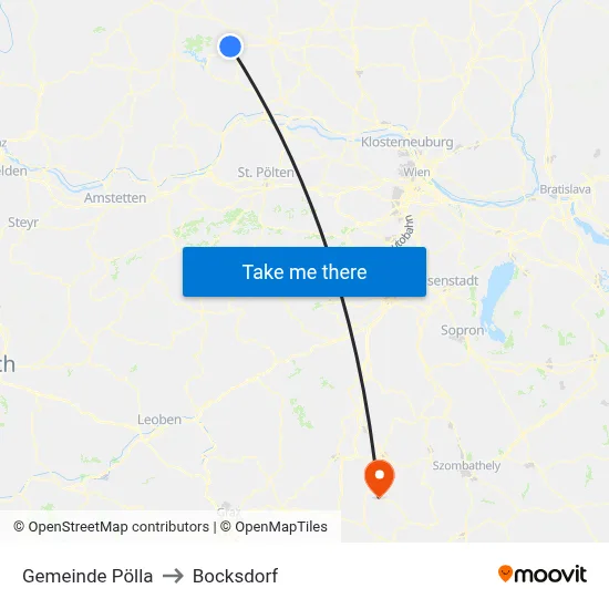 Gemeinde Pölla to Bocksdorf map