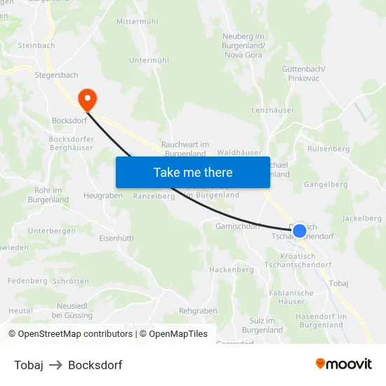 Tobaj to Bocksdorf map