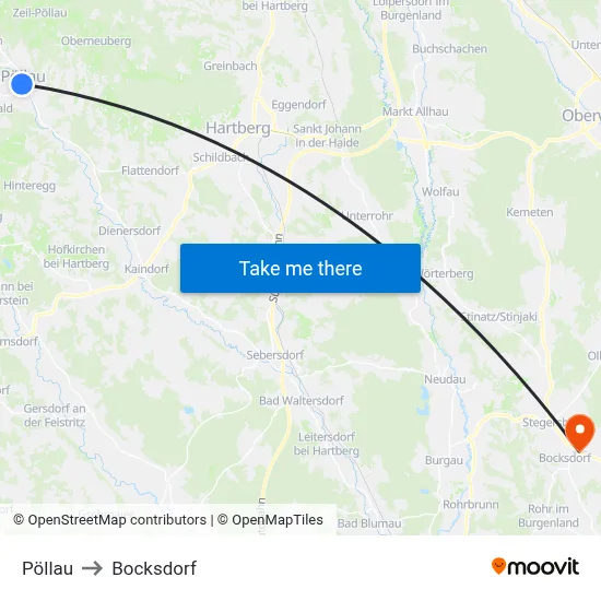 Pöllau to Bocksdorf map