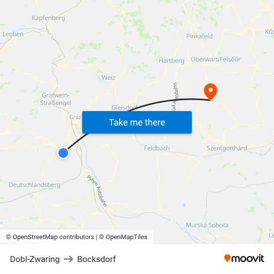 Dobl-Zwaring to Bocksdorf map