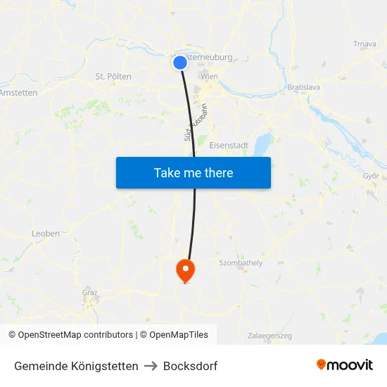Gemeinde Königstetten to Bocksdorf map