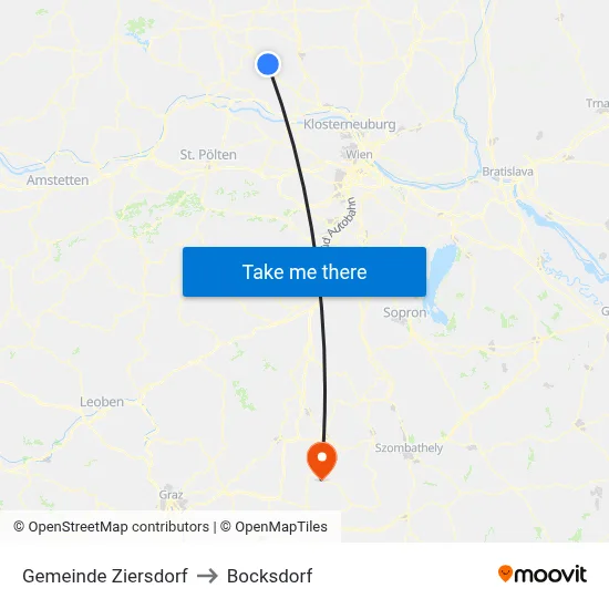 Gemeinde Ziersdorf to Bocksdorf map