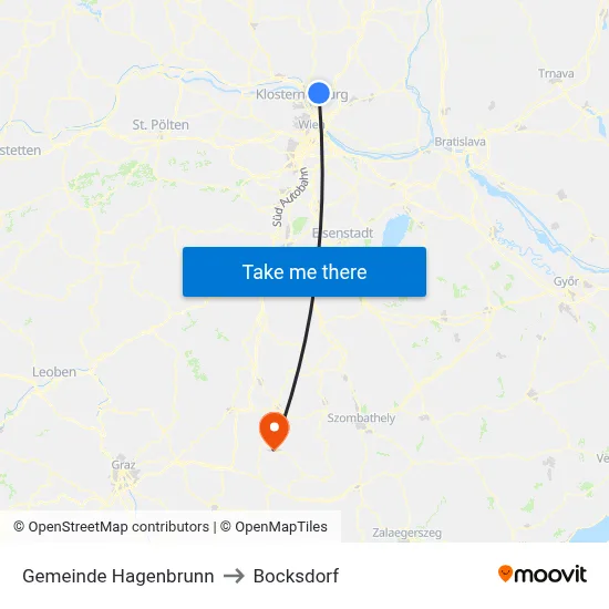 Gemeinde Hagenbrunn to Bocksdorf map