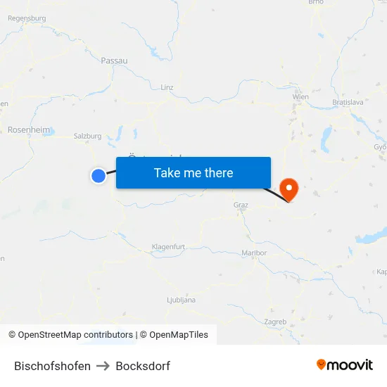 Bischofshofen to Bocksdorf map