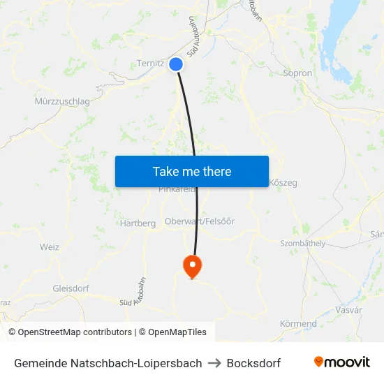 Gemeinde Natschbach-Loipersbach to Bocksdorf map