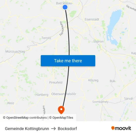 Gemeinde Kottingbrunn to Bocksdorf map