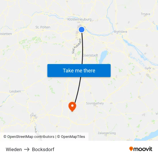 Wieden to Bocksdorf map