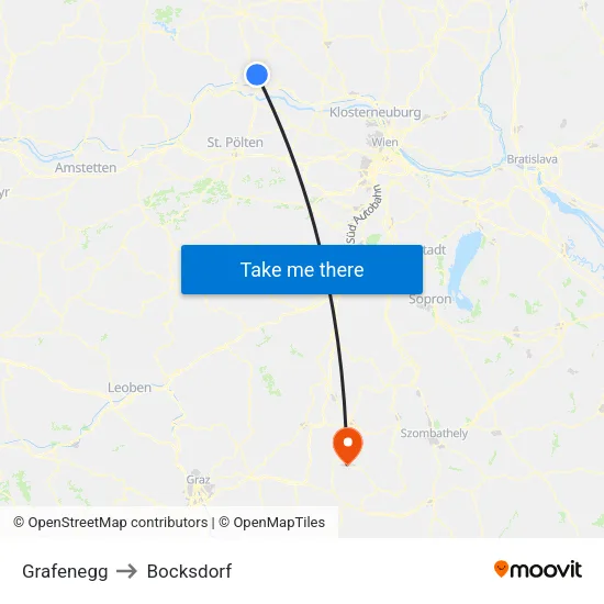 Grafenegg to Bocksdorf map