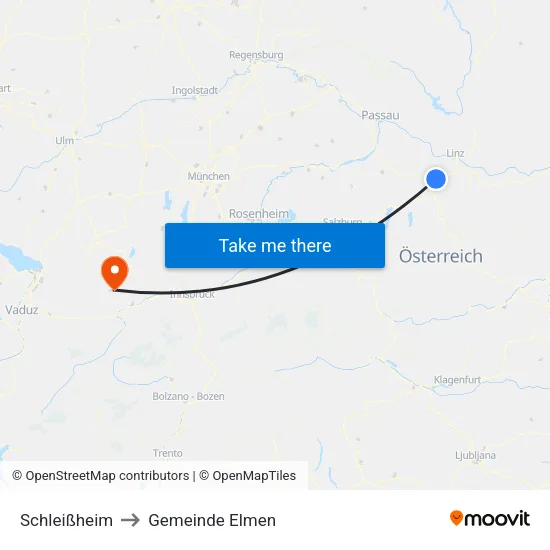 Schleißheim to Gemeinde Elmen map