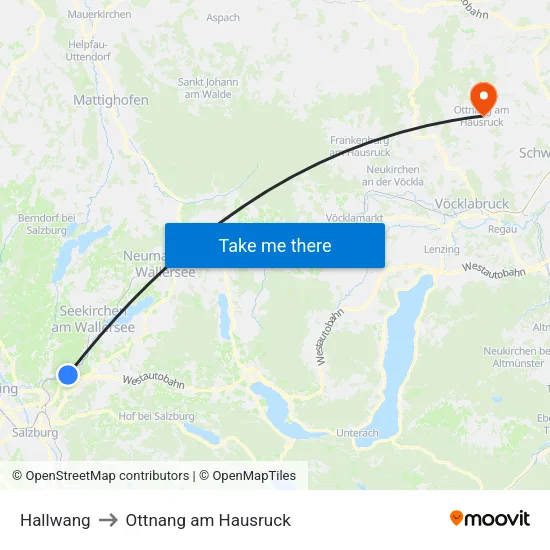 Hallwang to Ottnang am Hausruck map