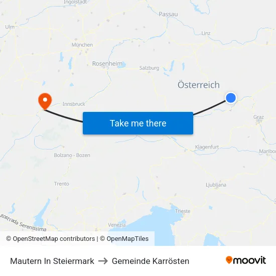Mautern In Steiermark to Gemeinde Karrösten map