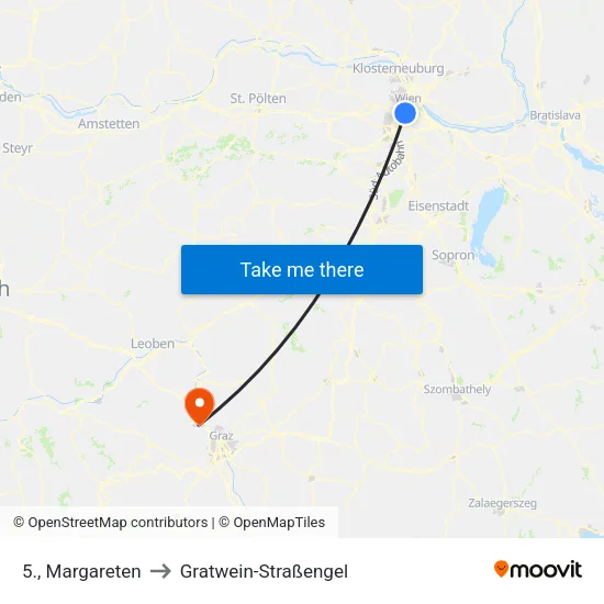 5., Margareten to Gratwein-Straßengel map