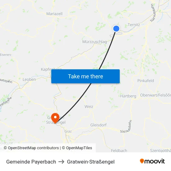 Gemeinde Payerbach to Gratwein-Straßengel map