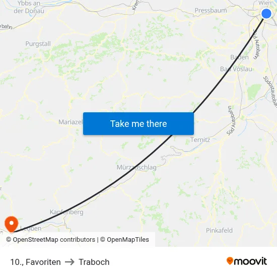 10., Favoriten to Traboch map
