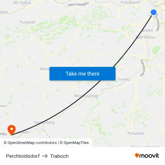 Perchtoldsdorf to Traboch map