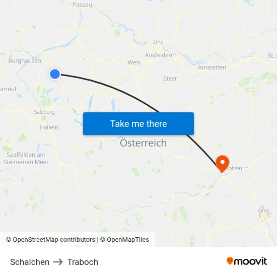 Schalchen to Traboch map