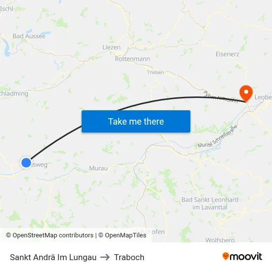 Sankt Andrä Im Lungau to Traboch map
