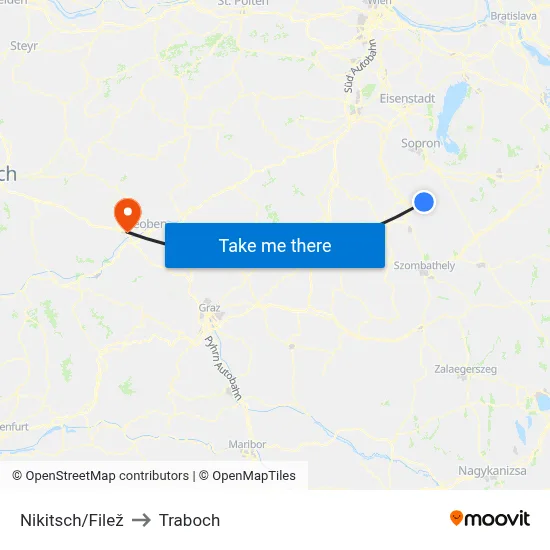 Nikitsch/Filež to Traboch map