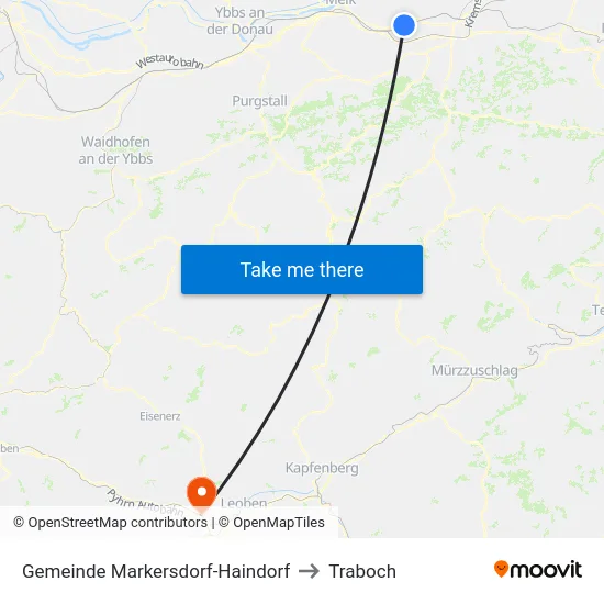 Gemeinde Markersdorf-Haindorf to Traboch map