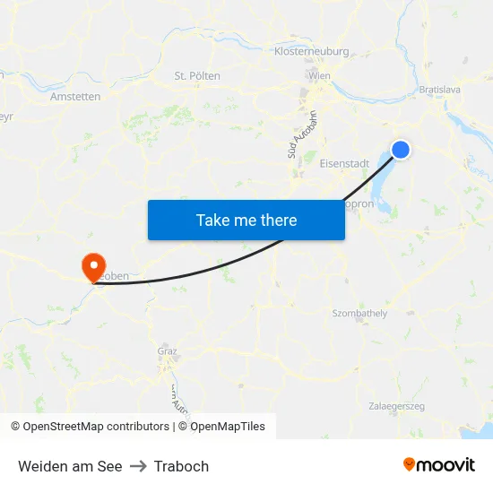 Weiden am See to Traboch map