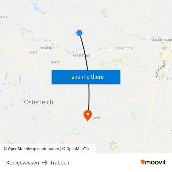 Königswiesen to Traboch map