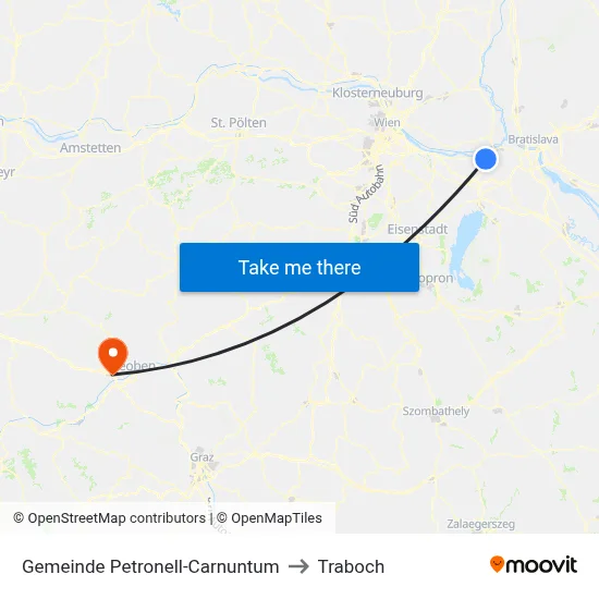 Gemeinde Petronell-Carnuntum to Traboch map