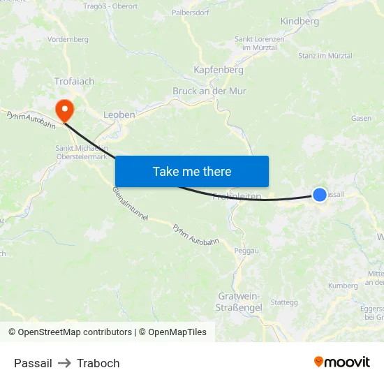Passail to Traboch map