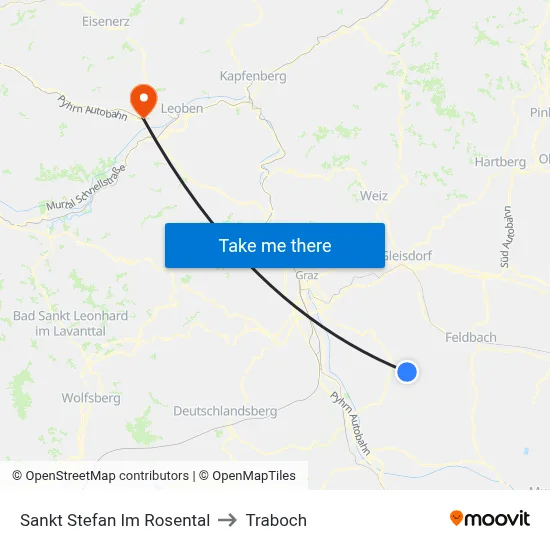 Sankt Stefan Im Rosental to Traboch map