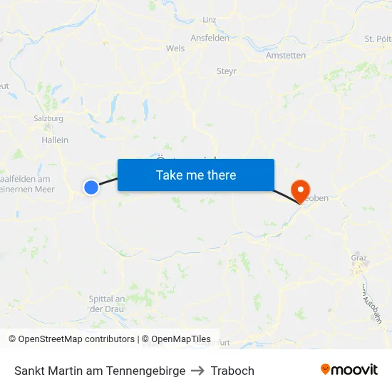 Sankt Martin am Tennengebirge to Traboch map