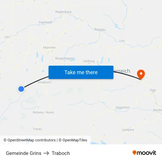 Gemeinde Grins to Traboch map