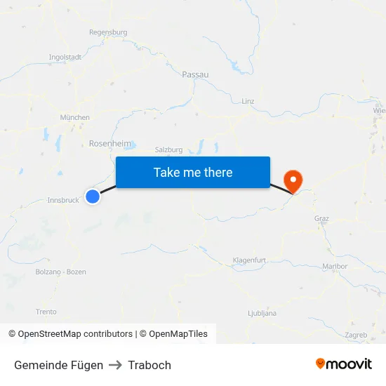 Gemeinde Fügen to Traboch map