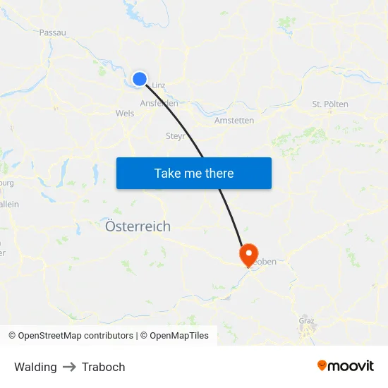Walding to Traboch map
