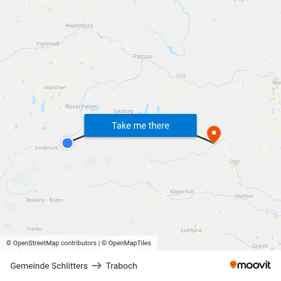Gemeinde Schlitters to Traboch map