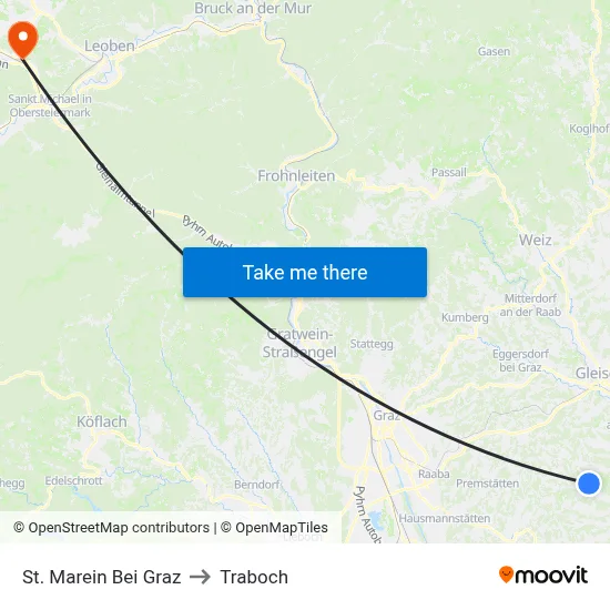 St. Marein Bei Graz to Traboch map