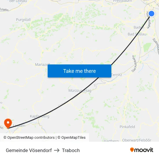 Gemeinde Vösendorf to Traboch map