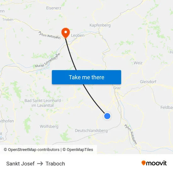 Sankt Josef to Traboch map
