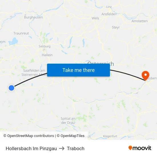 Hollersbach Im Pinzgau to Traboch map