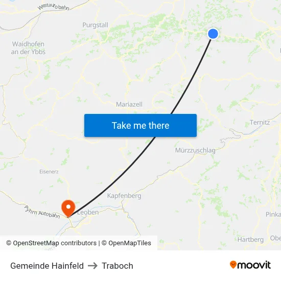 Gemeinde Hainfeld to Traboch map