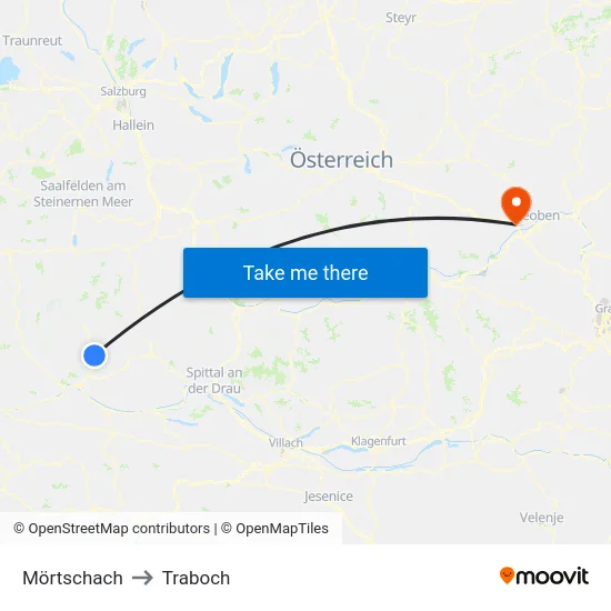Mörtschach to Traboch map