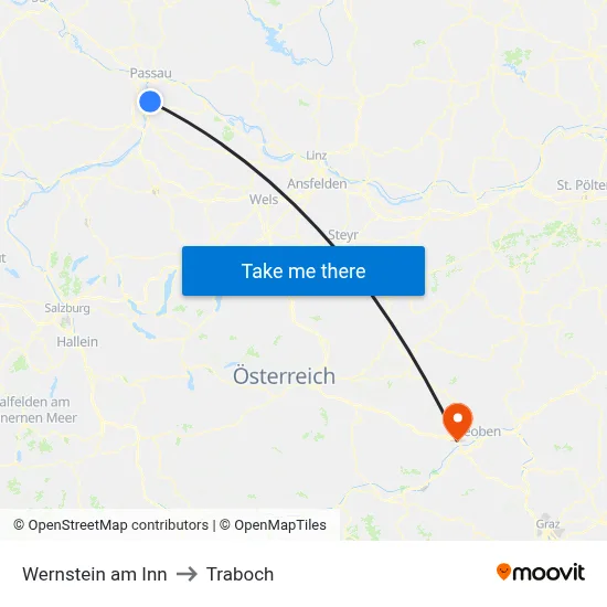 Wernstein am Inn to Traboch map