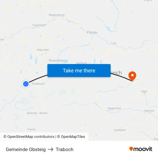 Gemeinde Obsteig to Traboch map