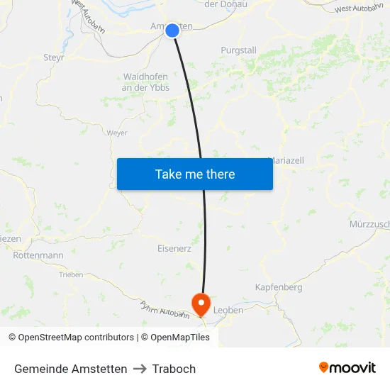 Gemeinde Amstetten to Traboch map