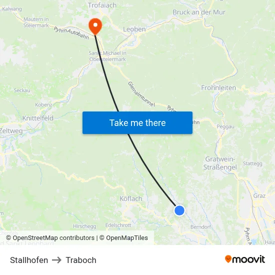 Stallhofen to Traboch map