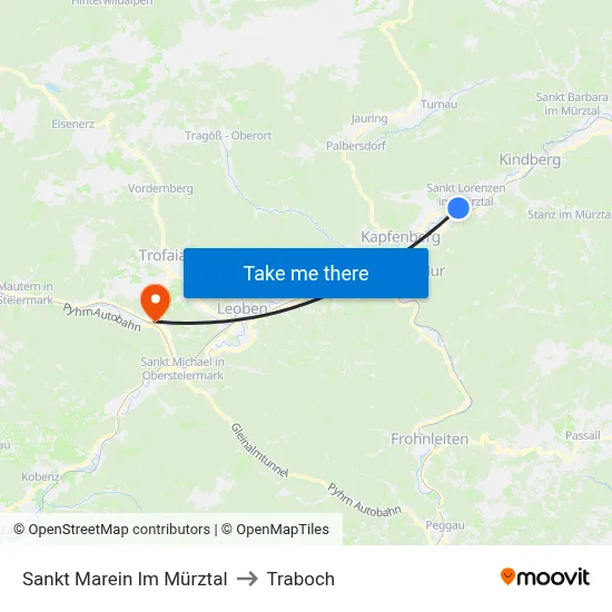 Sankt Marein Im Mürztal to Traboch map