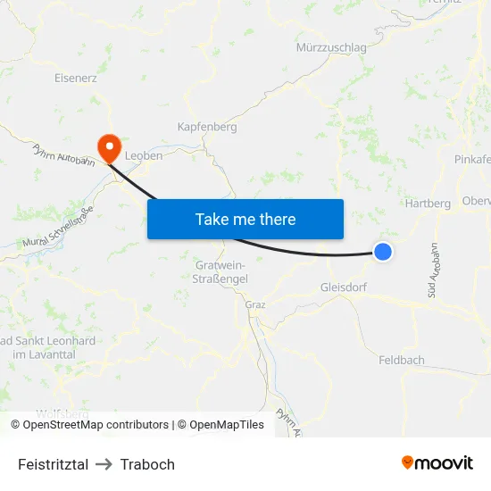 Feistritztal to Traboch map