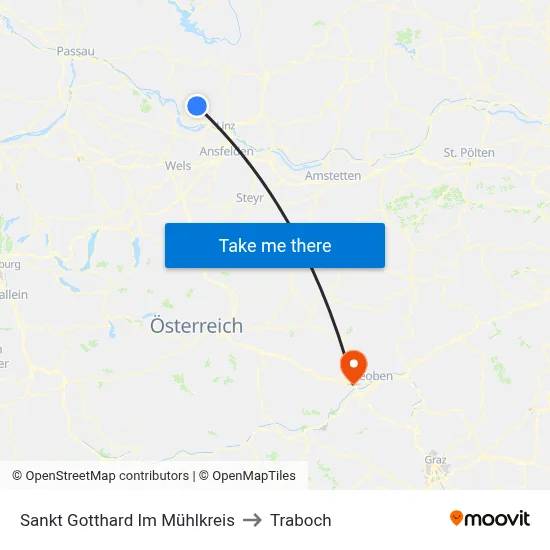 Sankt Gotthard Im Mühlkreis to Traboch map
