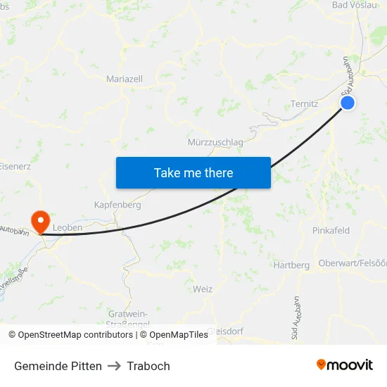 Gemeinde Pitten to Traboch map