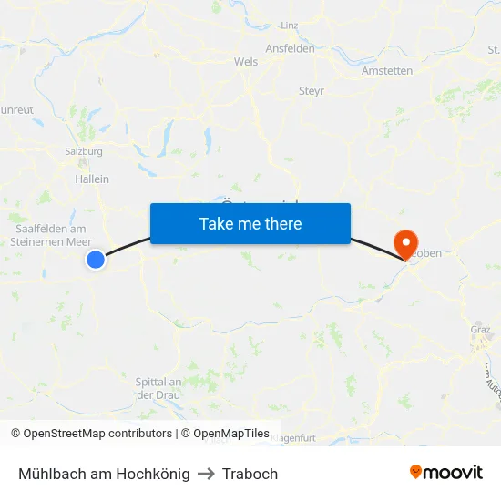 Mühlbach am Hochkönig to Traboch map