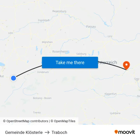 Gemeinde Klösterle to Traboch map